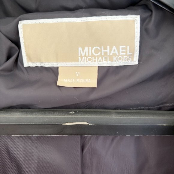 NWT MICHAEL KORS Hooded Faux Fur Trim Coat in Gunmetal | Size M - Picture 4 of 7